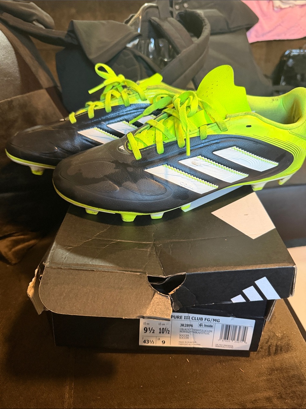Adidas Neon Green & Black Soccer Cleats